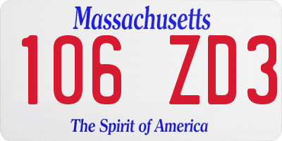MA license plate 106ZD3