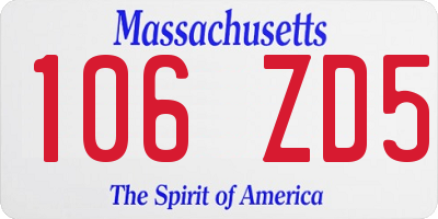 MA license plate 106ZD5