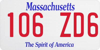 MA license plate 106ZD6