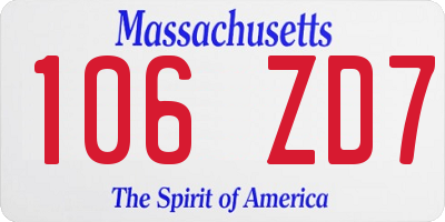 MA license plate 106ZD7