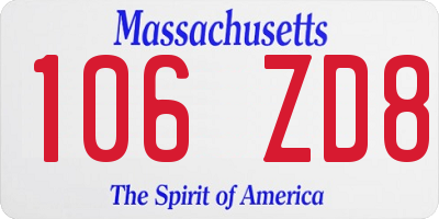 MA license plate 106ZD8