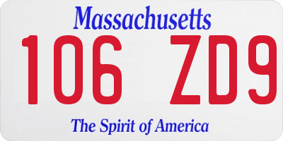 MA license plate 106ZD9