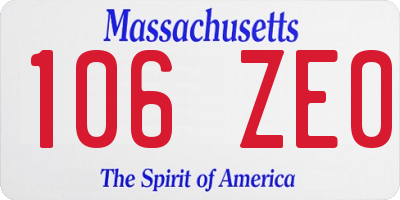 MA license plate 106ZE0