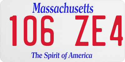 MA license plate 106ZE4