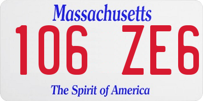 MA license plate 106ZE6