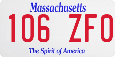 MA license plate 106ZF0