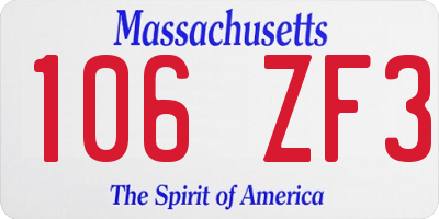 MA license plate 106ZF3