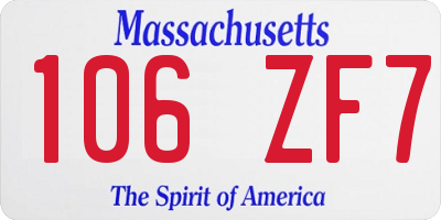 MA license plate 106ZF7