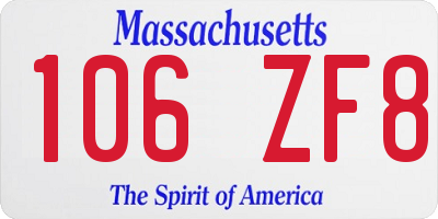 MA license plate 106ZF8