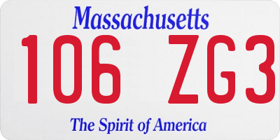 MA license plate 106ZG3