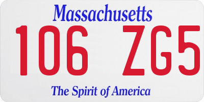 MA license plate 106ZG5