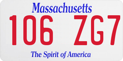 MA license plate 106ZG7