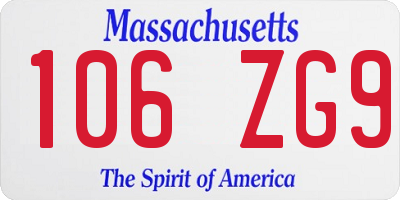 MA license plate 106ZG9
