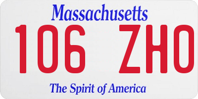 MA license plate 106ZH0