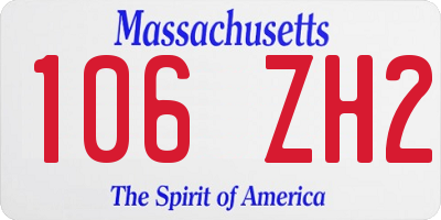 MA license plate 106ZH2