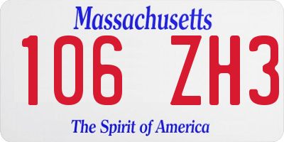 MA license plate 106ZH3