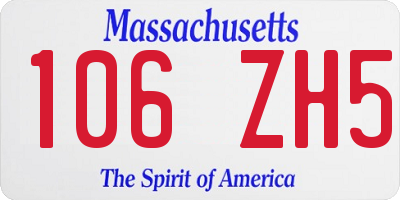 MA license plate 106ZH5