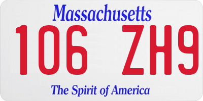 MA license plate 106ZH9