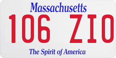 MA license plate 106ZI0