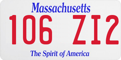 MA license plate 106ZI2