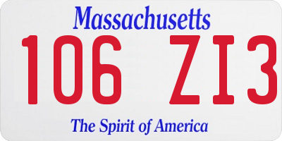 MA license plate 106ZI3