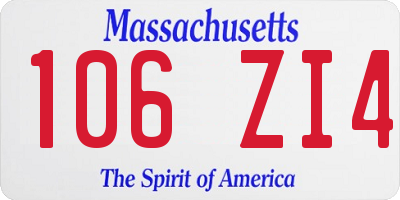 MA license plate 106ZI4