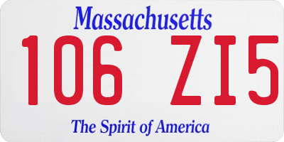 MA license plate 106ZI5