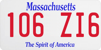 MA license plate 106ZI6