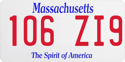 MA license plate 106ZI9