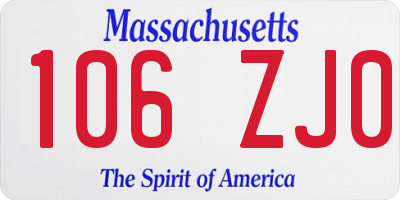 MA license plate 106ZJ0