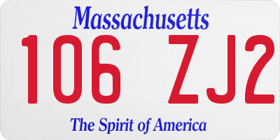 MA license plate 106ZJ2