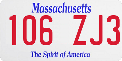 MA license plate 106ZJ3