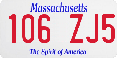 MA license plate 106ZJ5