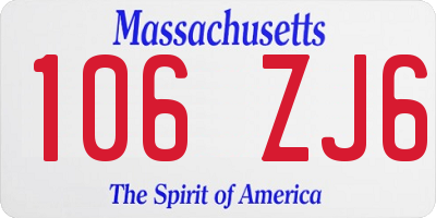 MA license plate 106ZJ6