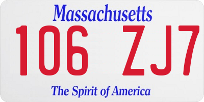 MA license plate 106ZJ7