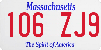 MA license plate 106ZJ9