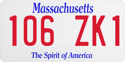 MA license plate 106ZK1