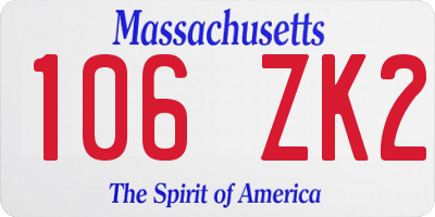 MA license plate 106ZK2