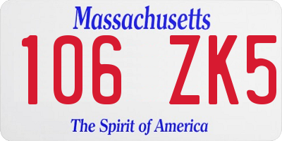 MA license plate 106ZK5