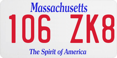 MA license plate 106ZK8