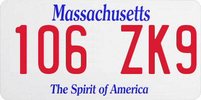 MA license plate 106ZK9