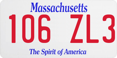MA license plate 106ZL3