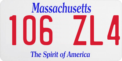 MA license plate 106ZL4