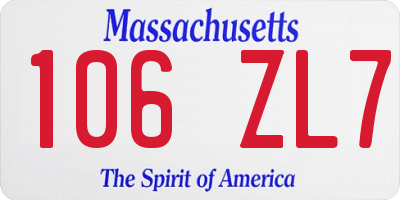 MA license plate 106ZL7