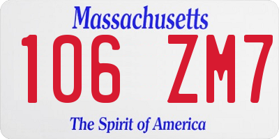 MA license plate 106ZM7