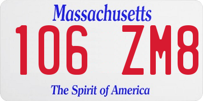 MA license plate 106ZM8