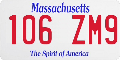 MA license plate 106ZM9