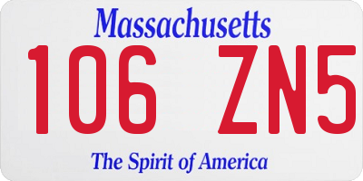 MA license plate 106ZN5