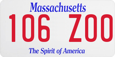 MA license plate 106ZO0