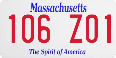 MA license plate 106ZO1